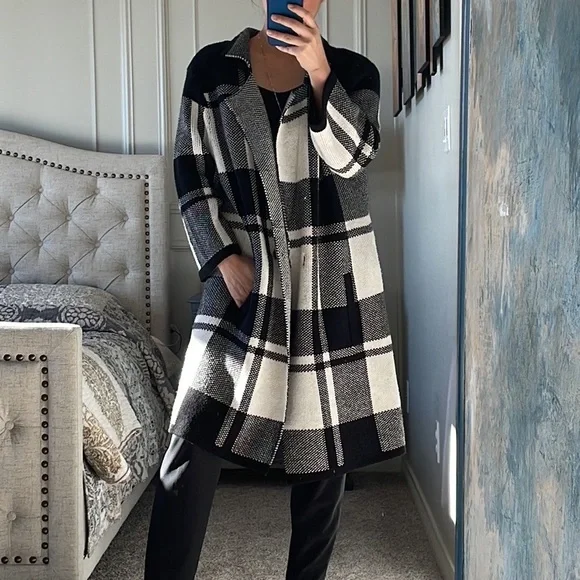 100% Merino Wool Pendleton Block Plaid  Coatigan Sweater Size Large - Picture 9 of 16